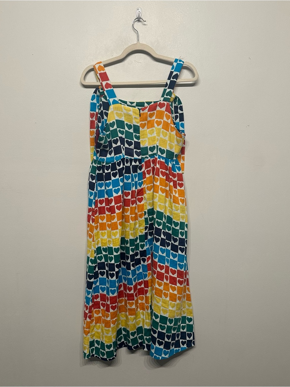 Lucy & Yak Faye Heart to Heart Rainbow Print Midi Dress 4 - Picture 6 of 14